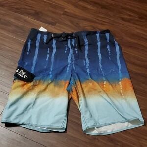 Salt Life Blue and Orange Men's Board Shorts